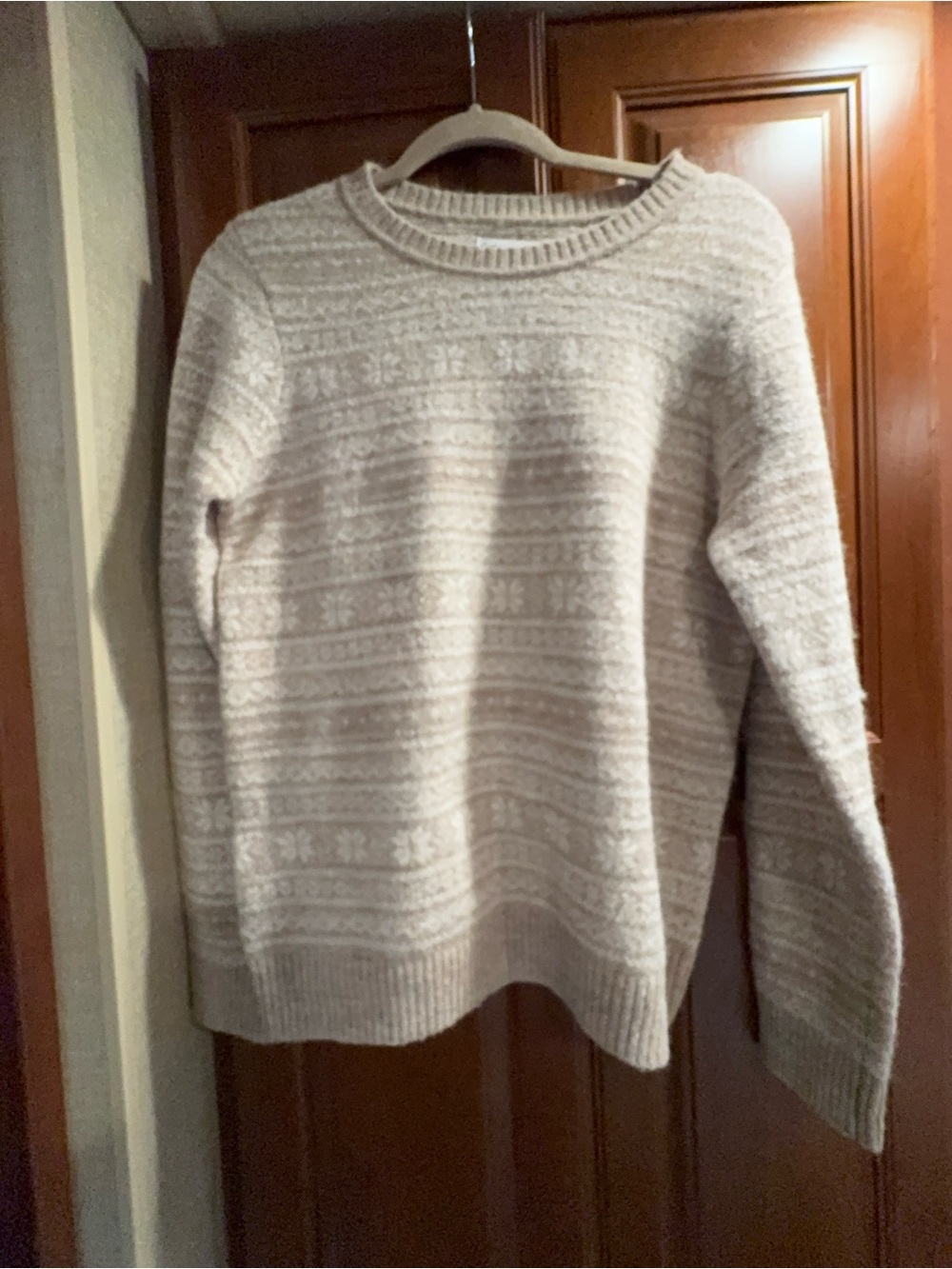 croft & barrow Cream Crewneck Sweater with Subtle Fair Isle Pattern